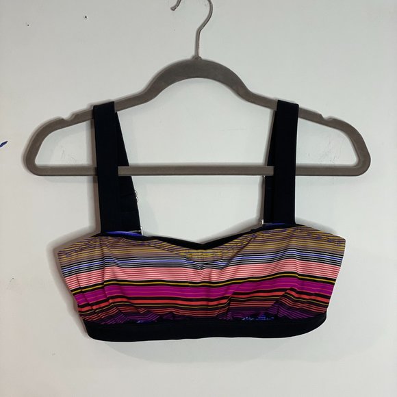 Athleta Capri Stripe Pura Bikini Top/Sports Bra Perfect Condition Size 32D/DD - Picture 2 of 10